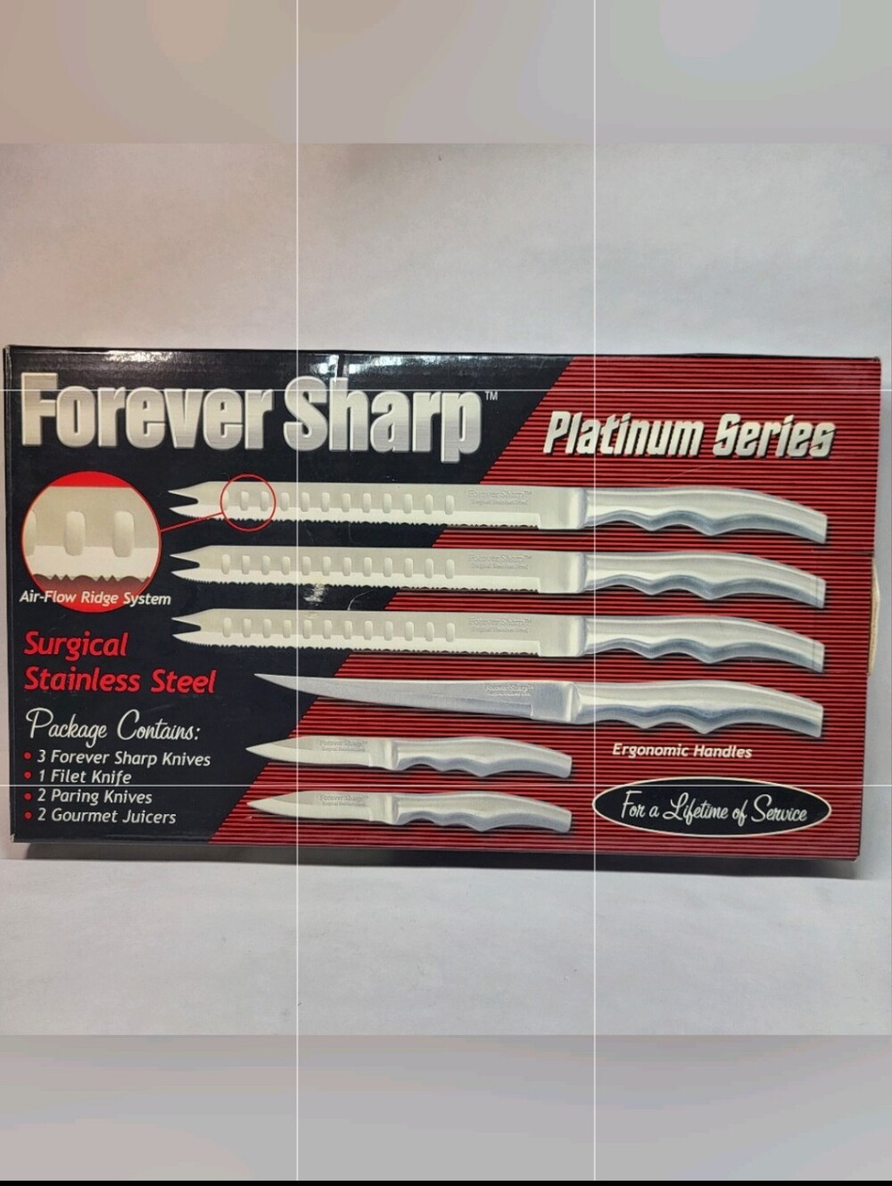 Forever Sharp Platinum Series KNIVES Set of 6 Surgical Stainless Steel NOS NEW